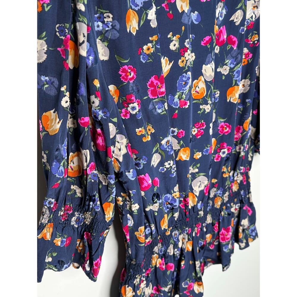 Lauren Ralph Lauren Shianete Floral Faux-Wrap Peplum Blouse Navy Floral Women L - Picture 10 of 14